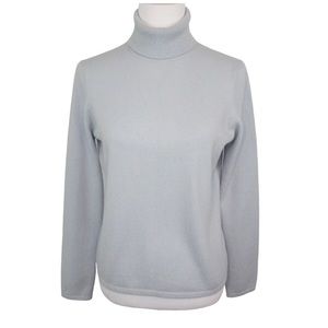 SAKS FIFTH AVENUE Cashmere Collection Light Blue Knit Turtleneck Sweater Medium